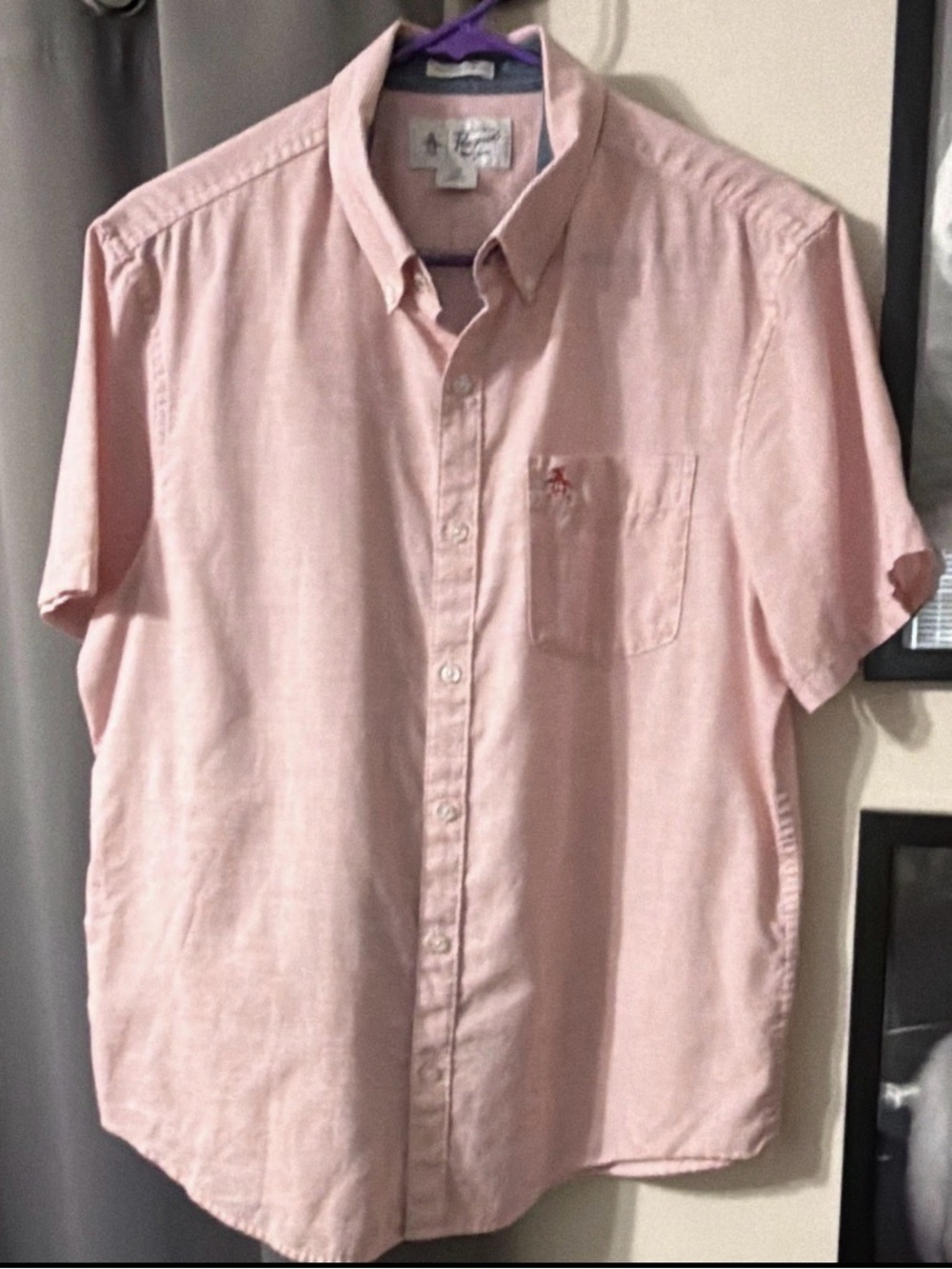 Original Penguin Men’s Short Sleeve Button-Down Shirt - Light Pink